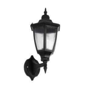 GloboStar® ENGLAND 202-0011 Vintage Επιτοίχιο Φωτιστικό Φαναράκι Μονόφωτο 1 x E27 IP44 Μαύρο Πλαστικό - Μ20 x Π20 x Υ30cm