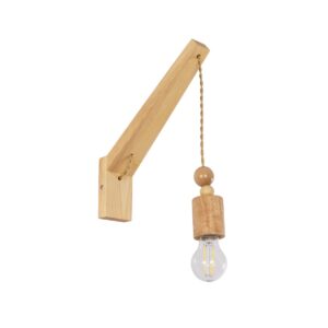 GloboStar® NOVO 00885 Vintage Επιτοίχιο Φωτιστικό Απλίκα Μονόφωτο 1 x E27 IP20 Μπεζ Ξύλο με Μπεζ Σχοινί - Μ7 x Π27 x Υ65cm