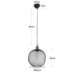 GloboStar® WIRE 203-0004 Μοντέρνο Κρεμαστό Φωτιστικό Πλέγμα Μονόφωτο 1 x E27 IP20 Μαύρο Μέταλλο - Μ25 x Π25 x Υ30cm - Image 11