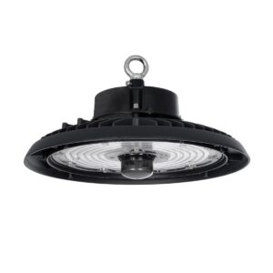 GLOBOSTAR® INDUSTRY 61706 Βιομηχανικό Φωτιστικό Καμπάνα High Bay UFO Τεχνολογίας Smart Group Linkable Control System 2.4Ghz με Αισθητήρα Κίνησης Microwave LED 200W 30000lm SDCM<5 90° AC 85-265V Αδιάβροχο IP65 IK08 Μαύρο Χυτό Αλουμίνιο - Φυσικό Λευκό 5000K - 338 x Sanan Opto SMD Chip & TÜV SÜD Driver - Μ30 x Π30 x Υ16cm - 5 Χρόνια Εγγύηση
