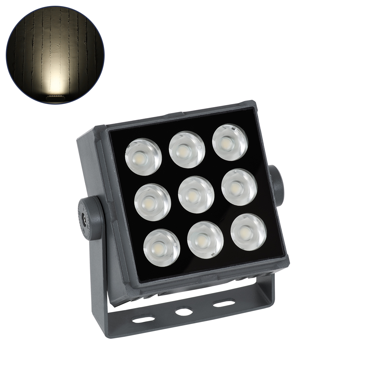 GloboStar® FLOOD-TINY 90369 Προβολέας Wall Washer για Φωτισμό Κτιρίων LED 27W 2565lm 3° DC 24V Αδιάβροχο IP65 L13.8 x W16.4 x H7cm Φυσικό Λευκό 4500K - Γκρι Ανθρακί - 3 Years Warranty