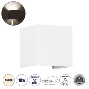 GloboStar® AXIS-S 60563 Φωτιστικό Τοίχου - Απλίκα Αρχιτεκτονικού Φωτισμού Εσωτερικού/Εξωτερικού Χώρου Up & Down LED 10W 1200lm 10 έως 60° AC 220-240V Αδιάβροχο IP65 Μ10 x Π10 x Υ10cm - Φυσικό Λευκό 4500K - Λευκό - Bridgelux Chip - 3 Years Warranty