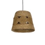 GloboStar® PANIER 204-0170 Boho Κρεμαστό Φωτιστικό Καμπάνα Μονόφωτο 1 x E27 IP20 Μπεζ Σχοινί - Μ32 x Π32 x Υ30cm