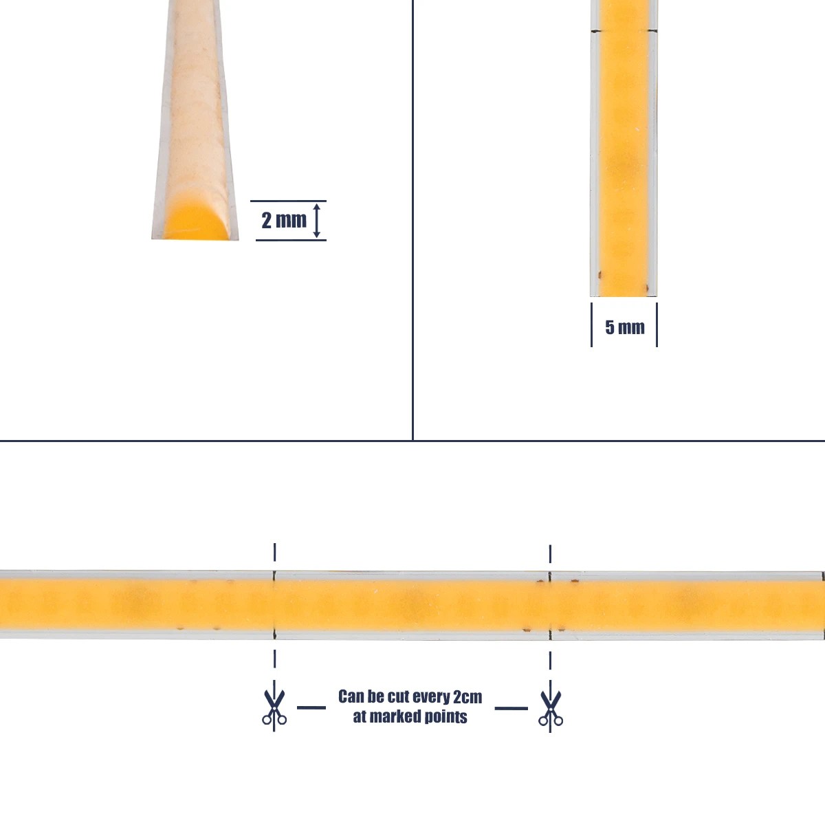 GLOBOSTAR® BEE 70357 Ταινία LED 9W/m 810lm/m 120° DC 24V IP20 384 x COB Chip/m Θερμό Λευκό 2700K Dimmable - Μ500 x Π0.5 x Υ0.2cm - Ρολό 5 Μέτρων - 5 Χρόνια Εγγύηση - Image 5