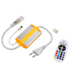 GloboStar® 70521 RGB Controller με Ασύρματο Χειριστήριο IR - Μεταλλάκτης Τροφοδοσίας AC/DC 230V IP68 Slim Ταινίας Μονής Σειράς LED RGB 4 Pin Max 1500W - Έως 100 Μέτρα