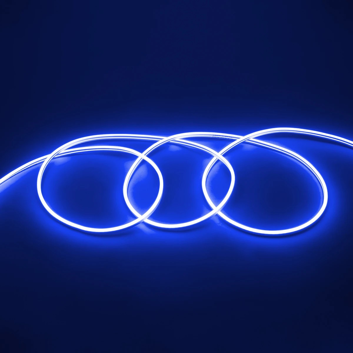 GloboStar® 70565 OVALE 120° Degree Neon Flex Epistar LED SMD 2835 1m 12W/m 120LED/m 1212lm/m 120° DC 24V Αδιάβροχη IP68 Μπλε Dimmable