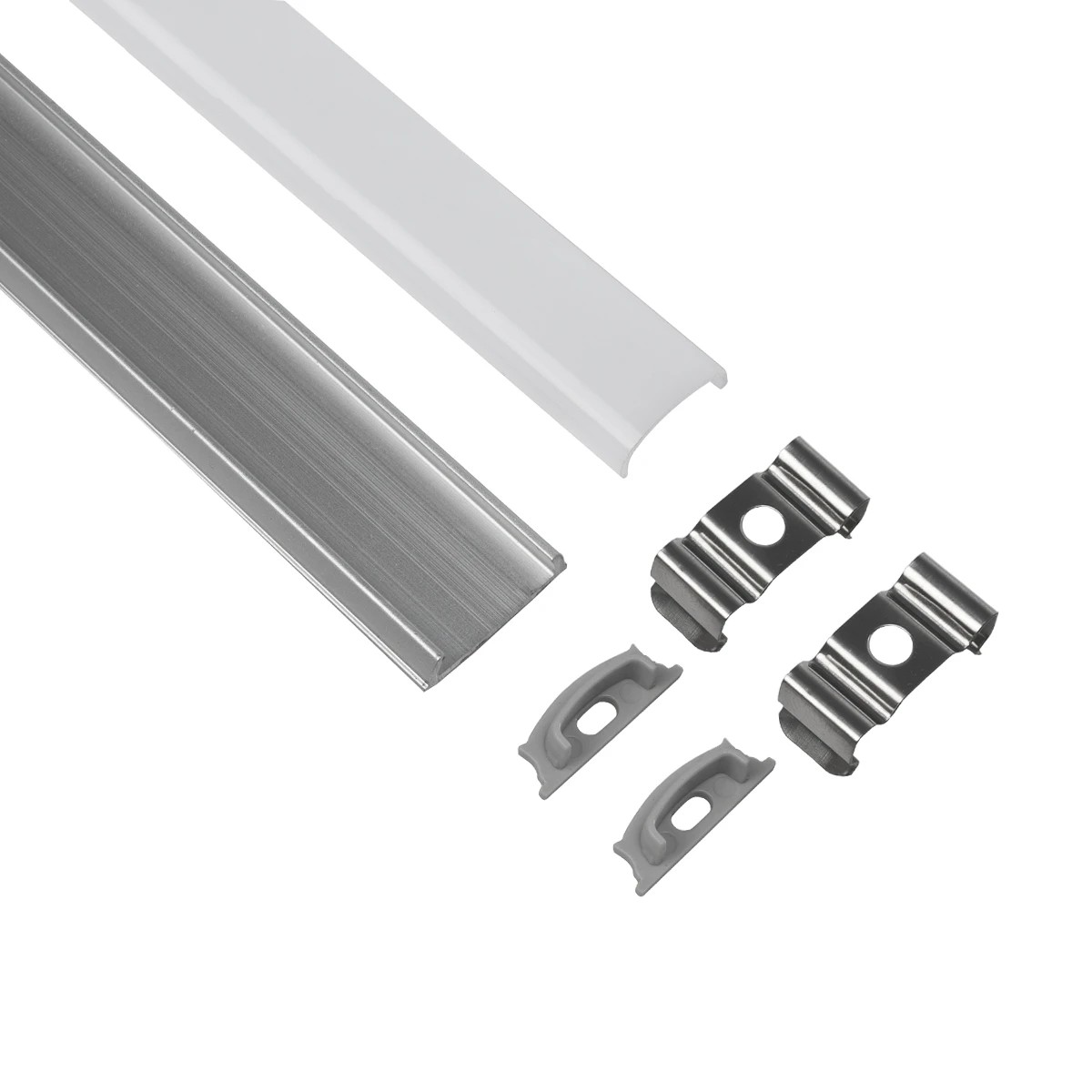 GLOBOSTAR® ALP-LINEAR CURBARIO 70802-1M Επιφανειακό Εύκαμπτο Προφίλ Αλουμινίου με Λευκό Γαλακτερό Πατητό Κάλυμμα για Ταινίες LED IP20 - Ασημί & Λευκό - Μ100 x Π1.8 x Υ0.5cm - Image 2