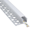GloboStar® PLASTERBOARD-PROFILE 70834-3M Προφίλ Αλουμινίου - Βάση & Ψύκτρα Ταινίας LED με Λευκό Γαλακτερό Κάλυμμα - Χωνευτή Τερματική Χρήση σε Τελείωμα Γυψοσανίδας ή σε Πλακάκι - Trimless - Πατητό Κάλυμμα - Ασημί - 3 Μέτρα - Πακέτο 5 Τεμαχίων - Μ300 x Π3.1 x Υ1.3cm
