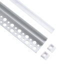 GloboStar® PLASTERBOARD-PROFILE 70834-3M Προφίλ Αλουμινίου - Βάση & Ψύκτρα Ταινίας LED με Λευκό Γαλακτερό Κάλυμμα - Χωνευτή Τερματική Χρήση σε Τελείωμα Γυψοσανίδας ή σε Πλακάκι - Trimless - Πατητό Κάλυμμα - Ασημί - 3 Μέτρα - Πακέτο 5 Τεμαχίων - Μ300 x Π3.1 x Υ1.3cm - Image 2