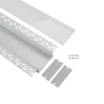GLOBOSTAR® ALP-PLASTERIN GYPSO 70862-1M Χωνευτό Προφίλ Αλουμινίου Ειδικό για Γυψοσανίδα με Λευκό Γαλακτερό Πατητό Κάλυμμα για Ταινίες LED IP20 - Ασημί - Μ100 x Π8.8 x Υ2cm - Image 2