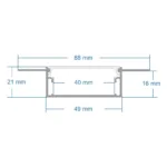 GLOBOSTAR® ALP-PLASTERIN GYPSO 70862-1M Χωνευτό Προφίλ Αλουμινίου Ειδικό για Γυψοσανίδα με Λευκό Γαλακτερό Πατητό Κάλυμμα για Ταινίες LED IP20 - Ασημί - Μ100 x Π8.8 x Υ2cm - Image 6