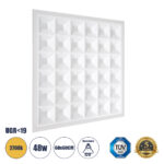GloboStar® ZEUS 60970 Χωνευτό LED Panel 60x60cm 48W 6960lm 120° CRI≥86Ra UGR<19 Anti-Glare Shield Diffuser AC 220-240V IP44 Μ60 x Π60 x Υ3.3cm - Θερμό Λευκό 2700K - Bridgelux High Lumen Chips - TÜV Certified Driver - 5 Years Warranty