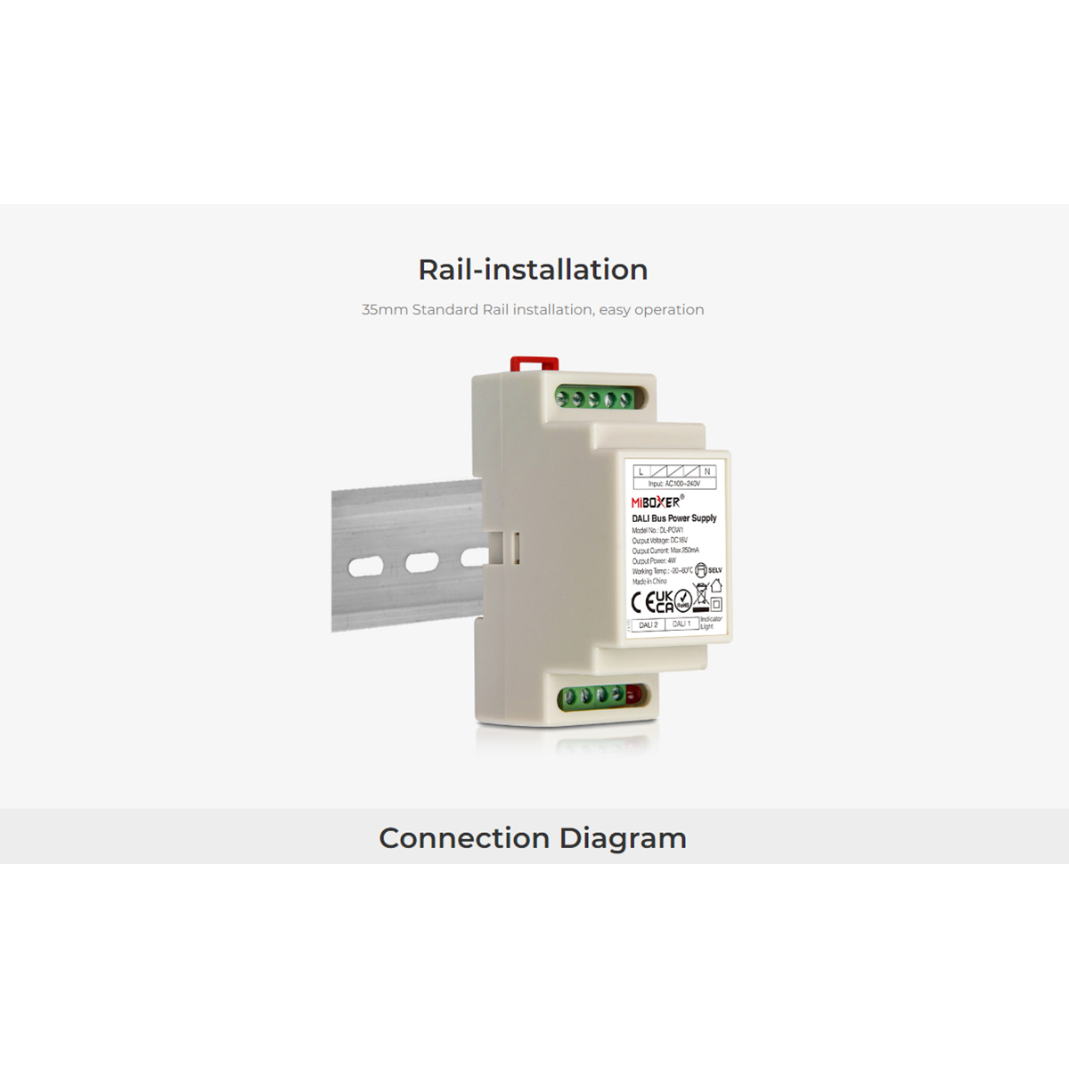 GloboStar® 71420 DL-POW1 Mi-BOXER DC DALI BUS Power Supply Τροφοδοτικό SELV AC 100-240V σε DC 16V 2 Καναλιών DC 16V 2 x 125mA 2W - Max 250mA 4W - IP20 - Din Rail Ράγας - Μ9 x Π3.4 x Υ6cm - 5 Years Warranty - Image 11