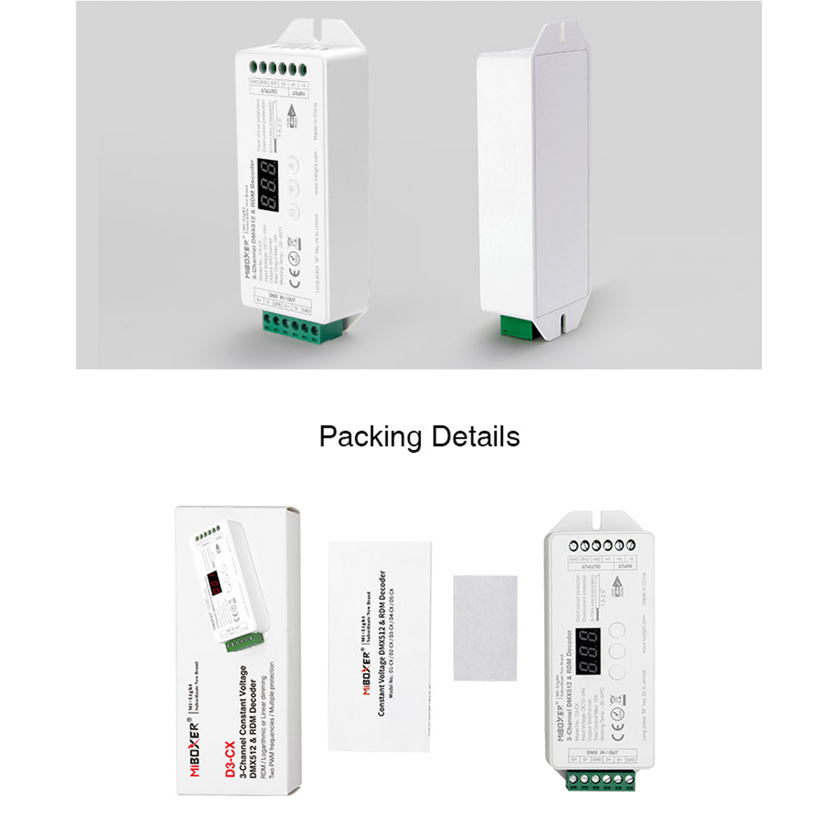 GloboStar® 71425 D3-CX Mi-BOXER DC DMX & RDM Dimmer High Speed Controller / Decoder 3 Καναλιών DC 12-24V 3 x 6A 144W - Max 18A 432W - IP20 Μ13 x Π5 x Υ2.5cm - 5 Years Warranty - Image 9