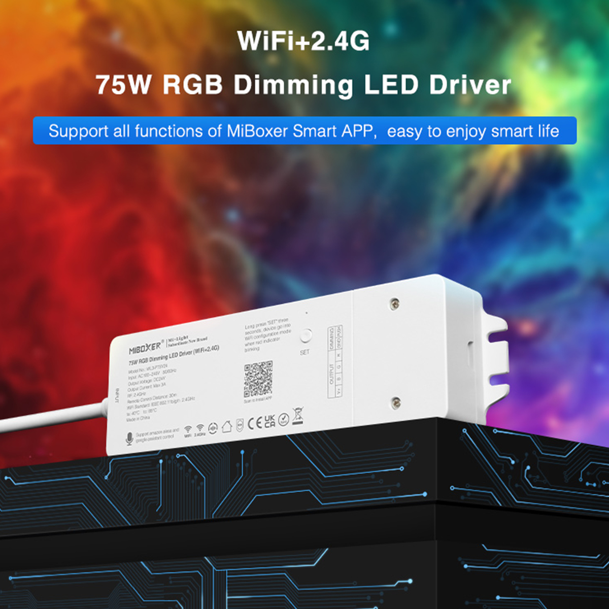 GloboStar® 71439 WL3-P75V24 Mi-BOXER DC Smart Wifi & RF 2.4Ghz & Push Dimming Power Supply Τροφοδοτικό SELV & Controller / Dimmer All in One 3 Καναλιών AC100-240V σε DC 24V 3 x 0.6A 14.4W - Max 3A 75W - IP20 RGB Μ19 x Π5.5 x Υ3.2cm - 5 Years Warranty - Image 9