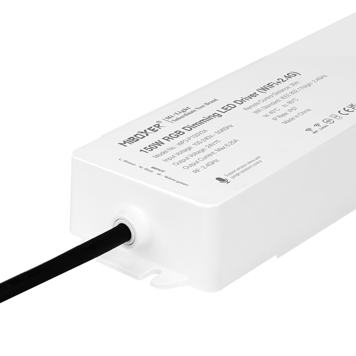 GloboStar® 71440 WP5-P150V24 Mi-BOXER DC Smart Wifi & RF 2.4Ghz & Push Dimming Power Supply Τροφοδοτικό SELV & Controller / Dimmer All in One 5 Καναλιών AC100-240V σε DC 24V 5 x 1.25A 30W - Max 6.25A 150W - Αδιάβροχο IP67 RGBW+WW Μ22.5 x Π7.3 x Υ3.5cm - 5 - Image 6