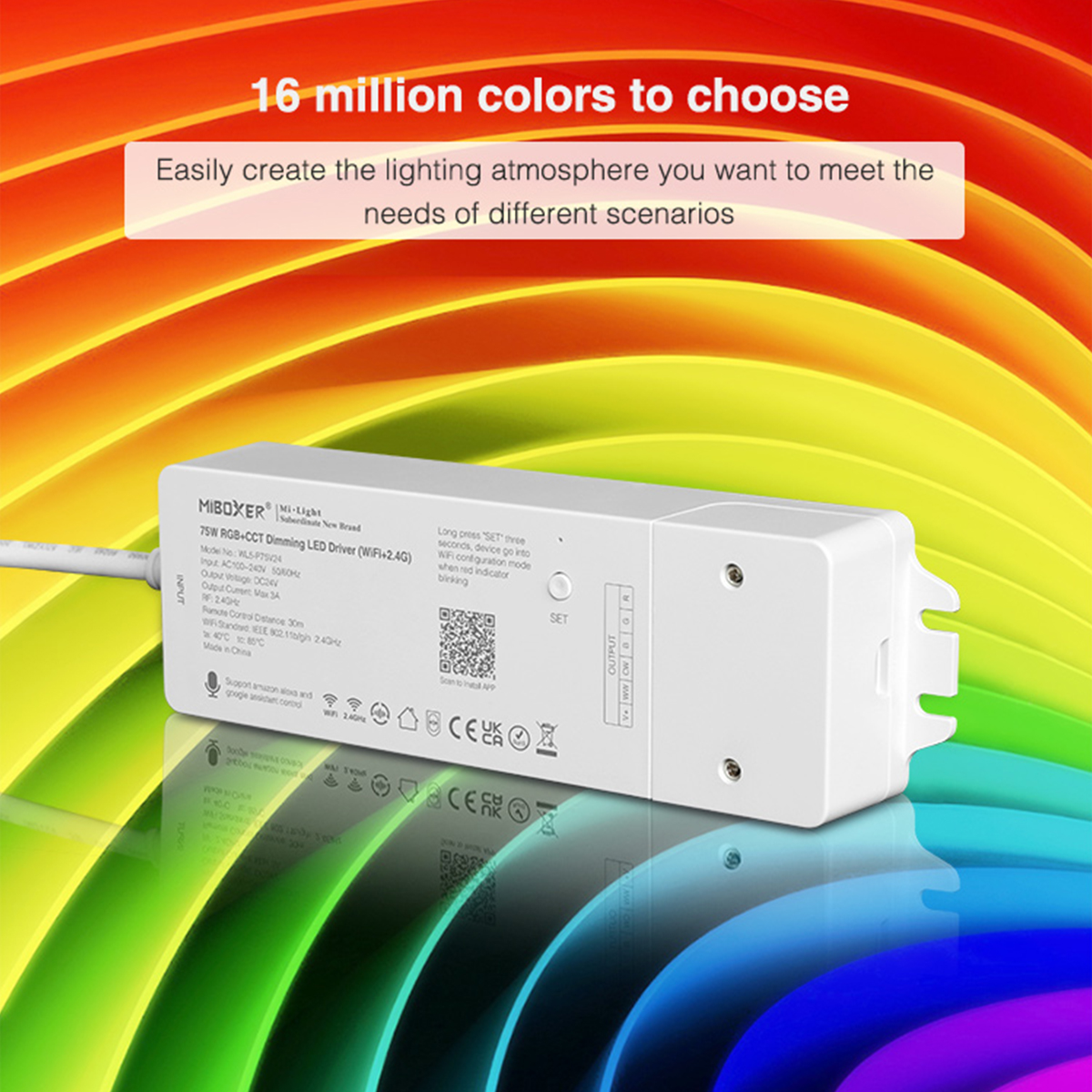 GloboStar® 71441 WL5-P75V24 Mi-BOXER DC Smart Wifi & RF 2.4Ghz Power Supply Τροφοδοτικό SELV & Controller / Dimmer All in One 5 Καναλιών AC100-240V σε DC 24V 5 x 0.6A 14.4W - Max 3A 75W - IP20 RGBW+WW Μ19 x Π5.5 x Υ3.2cm - 5 Years Warranty - Image 10