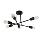 GloboStar® LAMIRA 201-0029 Μοντέρνο Φωτιστικό Οροφής Πλέγμα Πολύφωτο 6 x E27 IP20 Μαύρο Μέταλλο - Μ40 x Π40 x Υ25cm