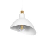 GloboStar® RIVE 203-0141 Μοντέρνο Κρεμαστό Φωτιστικό Καμπάνα Μονόφωτο 1 x E27 IP20 Λευκό με Χρυσό Πλαστικό - Μ22 x Π22 x Υ83cm