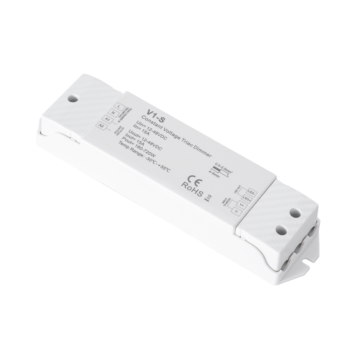 GloboStar® 73127 V1-S SKYDANCE AC Triac Dimmer Push Dimming 1 Κανάλι DC 12-48V 1 x 15A 720W - Max 15A 720W - IP20 Μ17.5 x Π4.5 x Υ2.5cm - 5 Χρόνια Εγγύηση