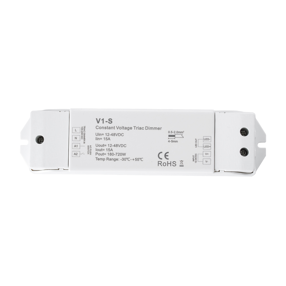 GloboStar® 73127 V1-S SKYDANCE AC Triac Dimmer Push Dimming 1 Κανάλι DC 12-48V 1 x 15A 720W - Max 15A 720W - IP20 Μ17.5 x Π4.5 x Υ2.5cm - 5 Χρόνια Εγγύηση - Image 2