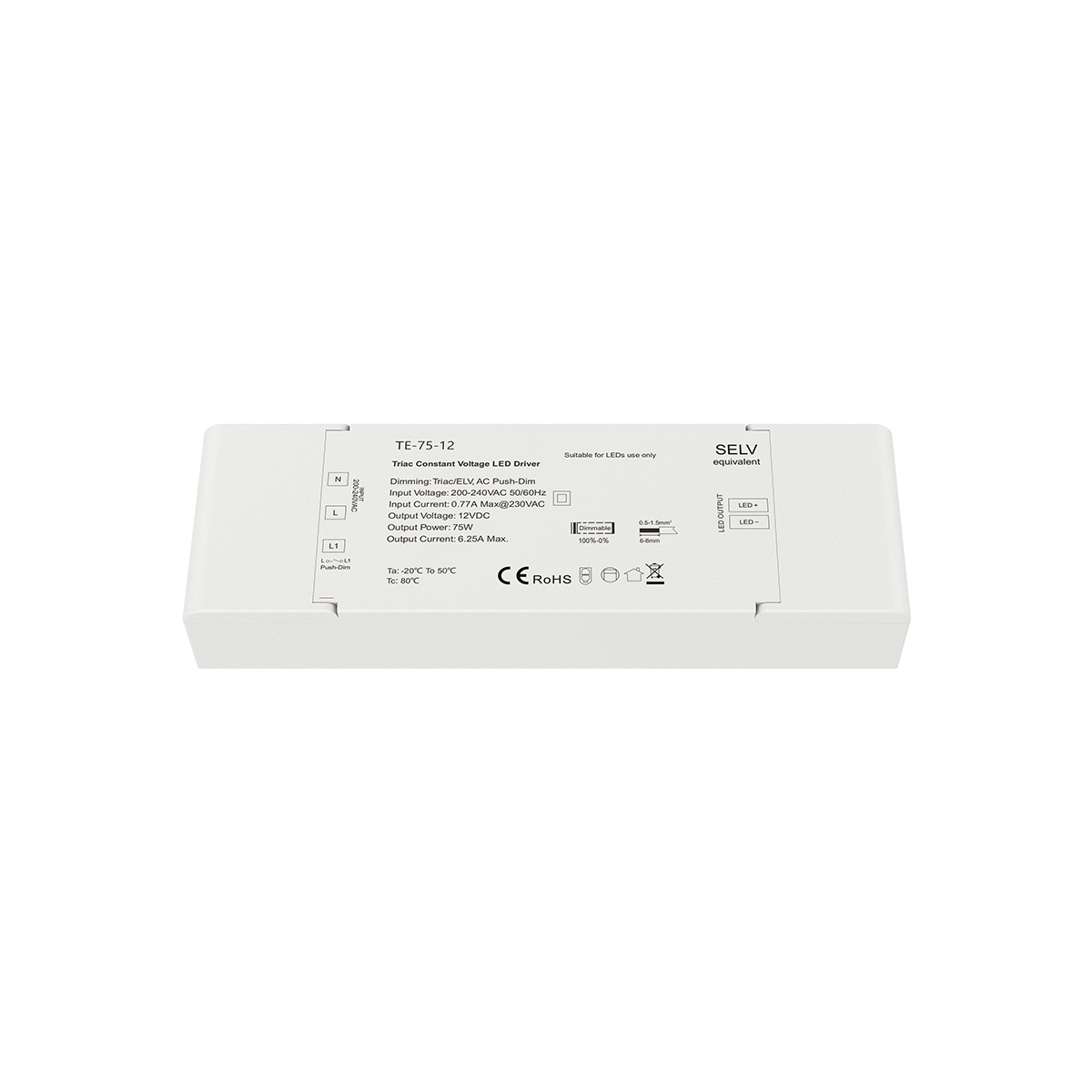 GloboStar® 73129 TE-75-12 SKYDANCE AC Triac Dimmer Push Dimming 1 Κανάλι AC 200-240V 1 x 6.25A 75W - Max 6.25A 75W - IP20 Μ18 x Π5.7 x Υ3cm - 5 Χρόνια Εγγύηση - Image 6