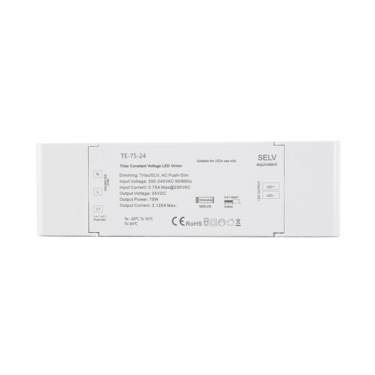 GloboStar® 73130 TE-75-24 SKYDANCE AC Triac Dimmer Push Dimming 1 Κανάλι AC 200-240V 1 x 3.125A 75W - Max 3.125A 75W - IP20 Μ18 x Π5.7 x Υ3cm - 5 Χρόνια Εγγύηση - Image 2