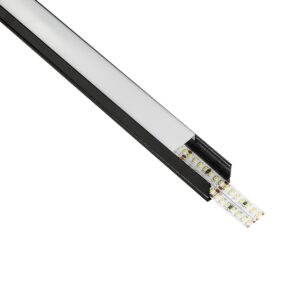 GLOBOSTAR® ALP-LINEAR GLOWTRACK 61797-3M Επιφανειακό Προφίλ Αλουμινίου με Λευκό Γαλακτερό Πατητό Κάλυμμα για Ταινίες LED IP20 - Μαύρο Ματ - Μ30 x Π2 x Υ2cm - Πακέτο 5 Τεμαχίων
