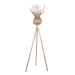 GloboStar® POPPY 01984 Boho Επιδαπέδιο Φωτιστικό Μονόφωτο 1 x E27 IP20 Μπεζ Ξύλο - Μ58 x Π58 x Υ168cm