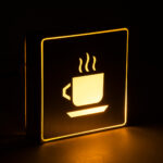 GloboStar® SENSATI 75661 Φωτιστικό Τοίχου Ένδειξης HOT COFFEE LED 1W AC 220-240V IP20 - Σώμα Αλουμινίου - Μ11 x Π11 x Υ3cm - Πορτοκαλί - Image 4