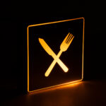 GloboStar® SENSATI 75660 Φωτιστικό Τοίχου Ένδειξης RESTAURANT FORK & KNIFE LED 1W AC 220-240V IP20 - Σώμα Αλουμινίου - Μ11 x Π11 x Υ3cm - Πορτοκαλί - Image 4