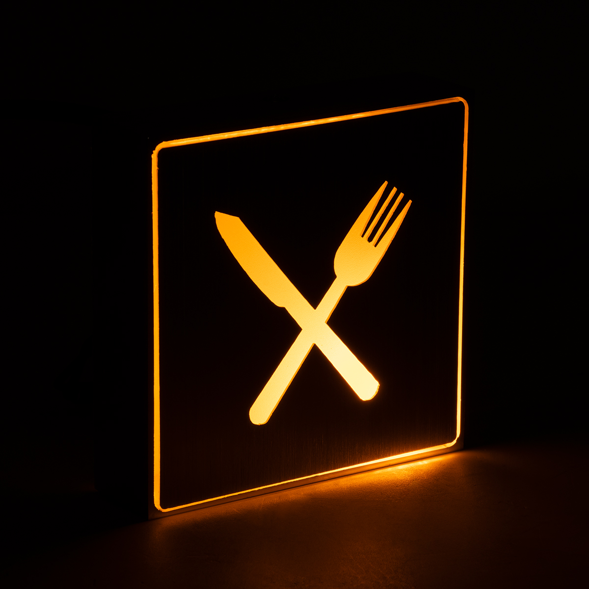 GloboStar® SENSATI 75660 Φωτιστικό Τοίχου Ένδειξης RESTAURANT FORK & KNIFE LED 1W AC 220-240V IP20 - Σώμα Αλουμινίου - Μ11 x Π11 x Υ3cm - Πορτοκαλί - Image 4