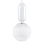 GloboStar® MAVERICK 00944 Μοντέρνο Κρεμαστό Φωτιστικό Μπάλα Μονόφωτο 1 x E27 IP20 Λευκό Μέταλλο με Λευκό Γυαλί - Μ15 x Π15 x Υ33cm - Image 5
