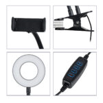 GloboStar® 75809 Professional Digital Ring Light Φ9cm LED SMD 10W 1000lm 180° DC 5V με Καλώδιο Τροφοδοσίας USB - Ενσωματωμένο Χειριστήριο Εναλλαγής Χρωμάτων & 1 Βάση Τηλεφώνου - CCT Θερμό Λευκό 3000K - Φυσικό Λευκό 4500K - Ψυχρό Λευκό 6000K Dimmable Μαύρο - Image 7