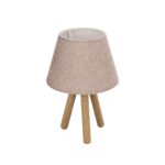 GloboStar® CAP 204-0070 Μοντέρνο Eπιτραπέζιο Φωτιστικό Μονόφωτο 1 x E27 IP20 Καρυδί Ξύλο με Ροζ Ύφασμα - Μ22 x Π22 x Υ33cm