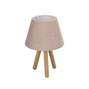 GloboStar® CAP 204-0070 Μοντέρνο Eπιτραπέζιο Φωτιστικό Μονόφωτο 1 x E27 IP20 Καρυδί Ξύλο με Ροζ Ύφασμα - Μ22 x Π22 x Υ33cm