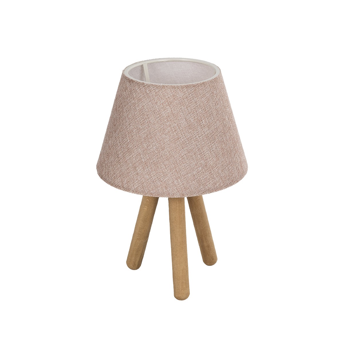 GloboStar® CAP 204-0070 Μοντέρνο Eπιτραπέζιο Φωτιστικό Μονόφωτο 1 x E27 IP20 Καρυδί Ξύλο με Ροζ Ύφασμα - Μ22 x Π22 x Υ33cm