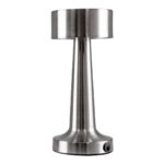 GloboStar® BELLA 76504 Μοντέρνο Επιτραπέζιο Φωτιστικό Πορτατίφ LED 1.5W 105lm 120° DC 5V Επαναφορτιζόμενο με Μπαταρία Li-ion 1800mAh - Διακόπτη Αφής με 3 Εντάσεις Φωτισμού Θερμό Λευκό 2700K Dimmable - Φ9 x 21cm - Ασημί - Image 3