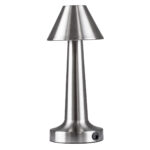 GloboStar® MOLLY 76516 Μοντέρνο Επιτραπέζιο Φωτιστικό Πορτατίφ LED 1.5W 105lm 120° DC 5V Επαναφορτιζόμενο με Μπαταρία Li-ion 1800mAh - Διακόπτη Αφής με 3 Εντάσεις Φωτισμού Θερμό Λευκό 2700K Dimmable - Φ10 x 23cm - Ασημί - Image 3