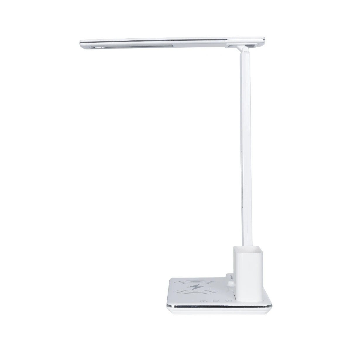 GLOBOSTAR® ZENTIME 76554 Μοντέρνο Επιτραπέζιο Φωτιστικό Γραφείου με Ασύρματη Φόρτιση 15W 3A & Ψηφιακό Ρολόι LED 3.5W 350lm 120° DC 5V με USB-C IP20 Ρυθμιζόμενο Λευκό CCT με Αφή 2700K/4500K/6000K Dimmable - Sanan SMD Chip - Μαύρο - Μ19.5 x Π25 x Υ50cm - 2 Χρόνια Εγγύηση