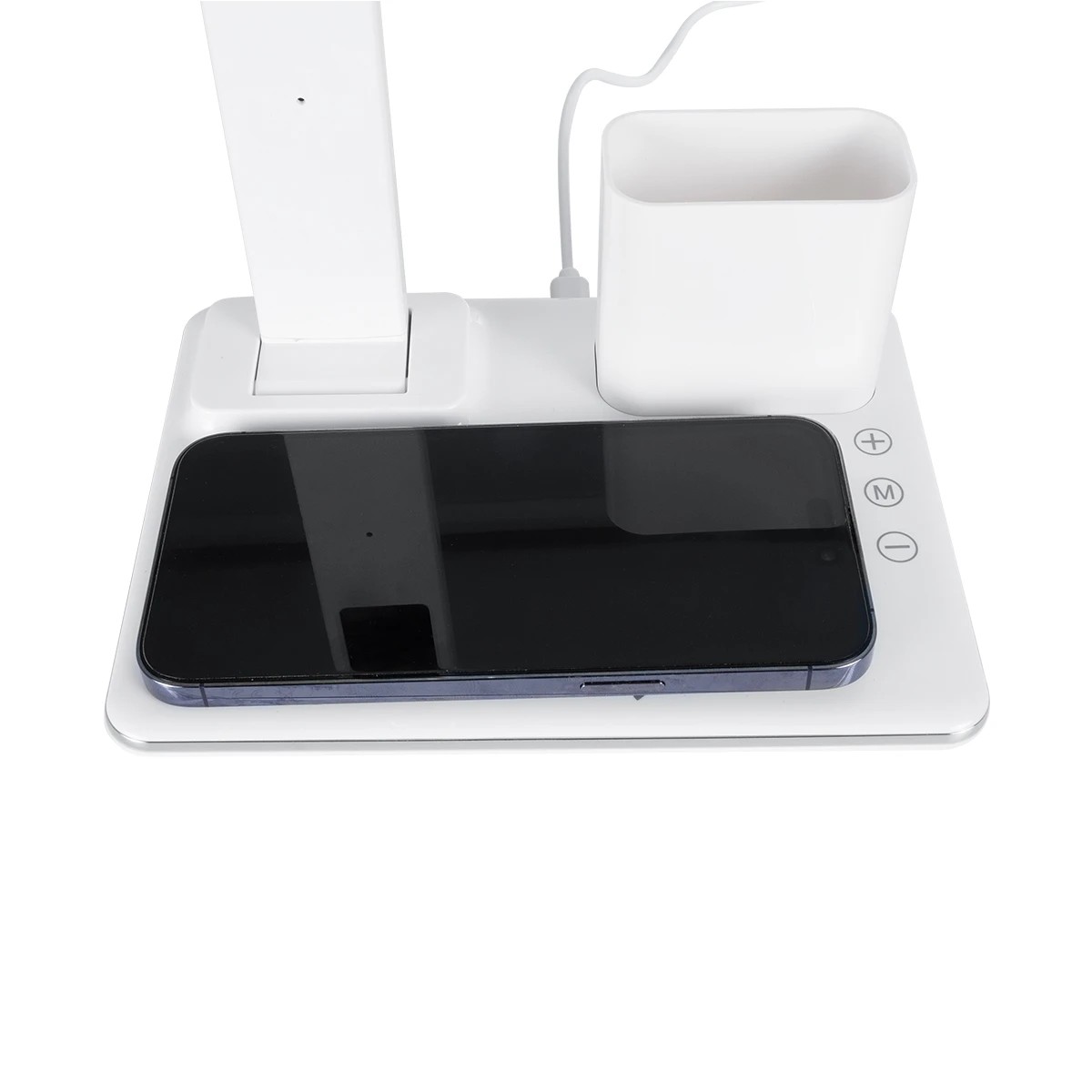 GLOBOSTAR® ZENTIME 76554 Μοντέρνο Επιτραπέζιο Φωτιστικό Γραφείου με Ασύρματη Φόρτιση 15W 3A & Ψηφιακό Ρολόι LED 3.5W 350lm 120° DC 5V με USB-C IP20 Ρυθμιζόμενο Λευκό CCT με Αφή 2700K/4500K/6000K Dimmable - Sanan SMD Chip - Μαύρο - Μ19.5 x Π25 x Υ50cm - 2 Χρόνια Εγγύηση - Image 6