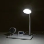 GLOBOSTAR® OLDY 76557 Μοντέρνο Επιτραπέζιο Φωτιστικό Γραφείου με Ασύρματη Φόρτιση 15W 3A, 5W Bluetooth Ηχείο & Ψηφιακό Ρολόι LED 3W 300lm 120° DC 5V με USB-C IP20 Ρυθμιζόμενο Λευκό CCT με Αφή 2700K/4500K/6000K Dimmable - Sanan SMD Chip - Λευκό - Μ13 x Π25 x Υ38cm - 2 Χρόνια Εγγύηση - Image 12