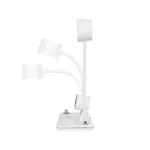 GLOBOSTAR® OLDY 76557 Μοντέρνο Επιτραπέζιο Φωτιστικό Γραφείου με Ασύρματη Φόρτιση 15W 3A, 5W Bluetooth Ηχείο & Ψηφιακό Ρολόι LED 3W 300lm 120° DC 5V με USB-C IP20 Ρυθμιζόμενο Λευκό CCT με Αφή 2700K/4500K/6000K Dimmable - Sanan SMD Chip - Λευκό - Μ13 x Π25 x Υ38cm - 2 Χρόνια Εγγύηση