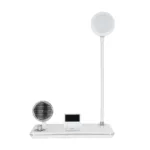 GLOBOSTAR® OLDY 76557 Μοντέρνο Επιτραπέζιο Φωτιστικό Γραφείου με Ασύρματη Φόρτιση 15W 3A, 5W Bluetooth Ηχείο & Ψηφιακό Ρολόι LED 3W 300lm 120° DC 5V με USB-C IP20 Ρυθμιζόμενο Λευκό CCT με Αφή 2700K/4500K/6000K Dimmable - Sanan SMD Chip - Λευκό - Μ13 x Π25 x Υ38cm - 2 Χρόνια Εγγύηση - Image 3
