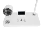 GLOBOSTAR® OLDY 76557 Μοντέρνο Επιτραπέζιο Φωτιστικό Γραφείου με Ασύρματη Φόρτιση 15W 3A, 5W Bluetooth Ηχείο & Ψηφιακό Ρολόι LED 3W 300lm 120° DC 5V με USB-C IP20 Ρυθμιζόμενο Λευκό CCT με Αφή 2700K/4500K/6000K Dimmable - Sanan SMD Chip - Λευκό - Μ13 x Π25 x Υ38cm - 2 Χρόνια Εγγύηση - Image 6