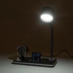 GLOBOSTAR® OLDY 76563 Μοντέρνο Επιτραπέζιο Φωτιστικό Γραφείου με Ασύρματη Φόρτιση 15W 3A, 5W Bluetooth Ηχείο & Ψηφιακό Ρολόι LED 3W 300lm 120° DC 5V με USB-C IP20 Ρυθμιζόμενο Λευκό CCT με Αφή 2700K/4500K/6000K Dimmable - Sanan SMD Chip - Μαύρο - Μ13 x Π25 x Υ38cm - 2 Χρόνια Εγγύηση - Image 12