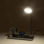 GLOBOSTAR® OLDY 76563 Μοντέρνο Επιτραπέζιο Φωτιστικό Γραφείου με Ασύρματη Φόρτιση 15W 3A, 5W Bluetooth Ηχείο & Ψηφιακό Ρολόι LED 3W 300lm 120° DC 5V με USB-C IP20 Ρυθμιζόμενο Λευκό CCT με Αφή 2700K/4500K/6000K Dimmable - Sanan SMD Chip - Μαύρο - Μ13 x Π25 x Υ38cm - 2 Χρόνια Εγγύηση - Image 13