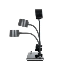 GLOBOSTAR® OLDY 76563 Μοντέρνο Επιτραπέζιο Φωτιστικό Γραφείου με Ασύρματη Φόρτιση 15W 3A, 5W Bluetooth Ηχείο & Ψηφιακό Ρολόι LED 3W 300lm 120° DC 5V με USB-C IP20 Ρυθμιζόμενο Λευκό CCT με Αφή 2700K/4500K/6000K Dimmable - Sanan SMD Chip - Μαύρο - Μ13 x Π25 x Υ38cm - 2 Χρόνια Εγγύηση