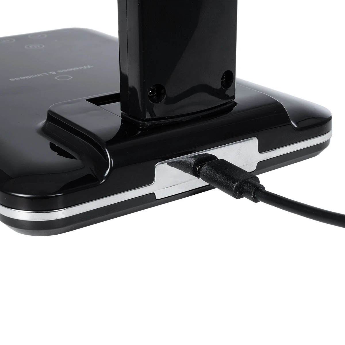 GLOBOSTAR® ZENTIME 76564 Μοντέρνο Επιτραπέζιο Φωτιστικό Γραφείου με Ασύρματη Φόρτιση 10W 2A & Ψηφιακό Ρολόι LED 3.5W 350lm 120° DC 5V με USB-C IP20 Ρυθμιζόμενο Λευκό CCT με Αφή 2700K/4500K/6000K Dimmable - Sanan SMD Chip - Μαύρο - Μ13 x Π25 x Υ50cm - 2 Χρόνια Εγγύηση - Image 12