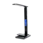 GLOBOSTAR® ZENTIME 76564 Μοντέρνο Επιτραπέζιο Φωτιστικό Γραφείου με Ασύρματη Φόρτιση 10W 2A & Ψηφιακό Ρολόι LED 3.5W 350lm 120° DC 5V με USB-C IP20 Ρυθμιζόμενο Λευκό CCT με Αφή 2700K/4500K/6000K Dimmable - Sanan SMD Chip - Μαύρο - Μ13 x Π25 x Υ50cm - 2 Χρόνια Εγγύηση - Image 4